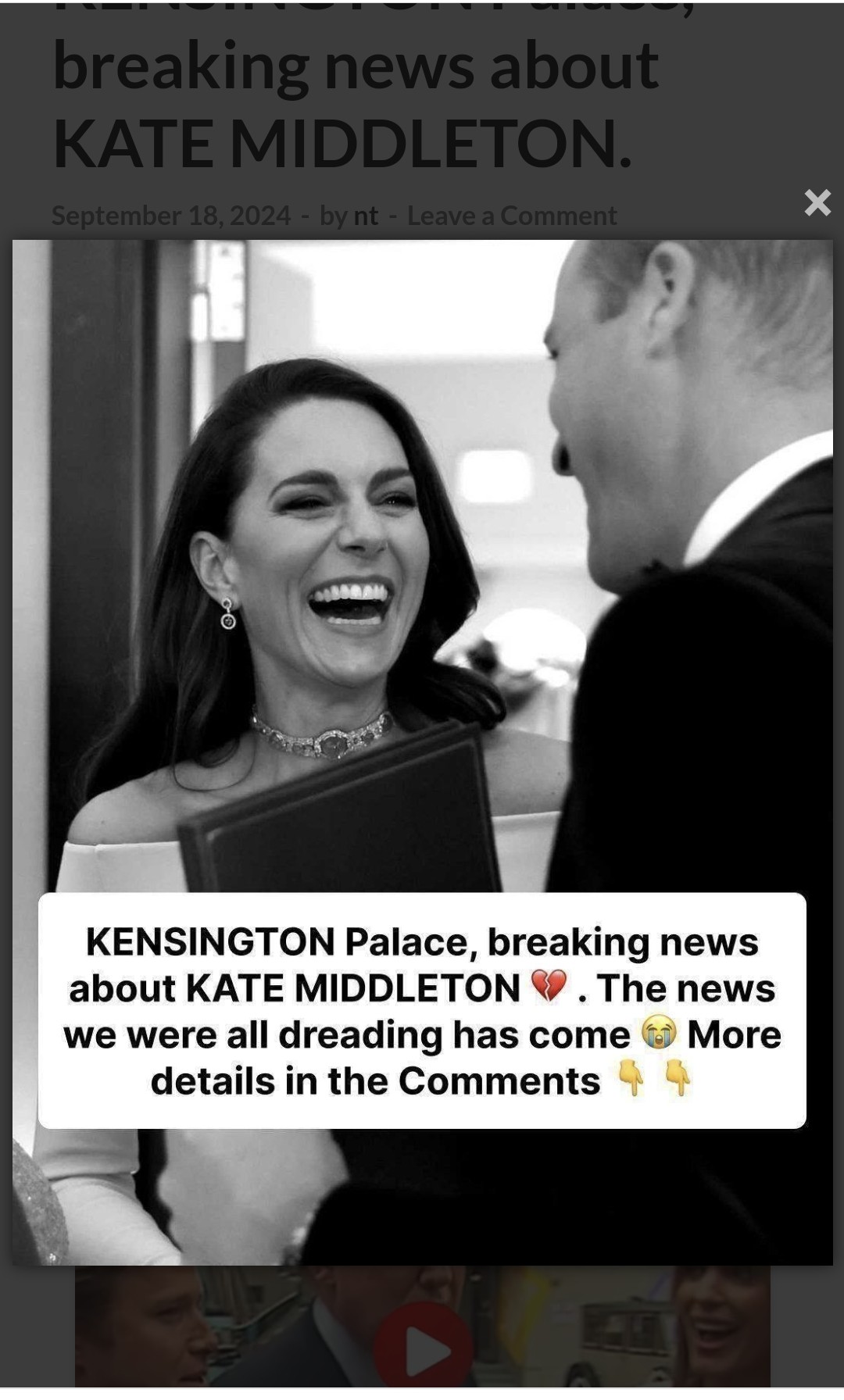 KENSINGTON Palace, breaking news about KATE MIDDLETON.